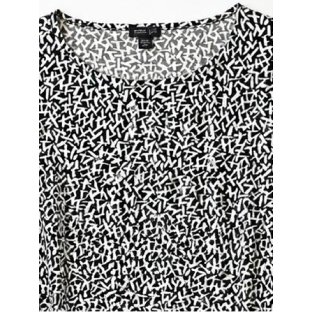J. Jill Black White Mini Dress Pockets Casual Stretch Shift Small